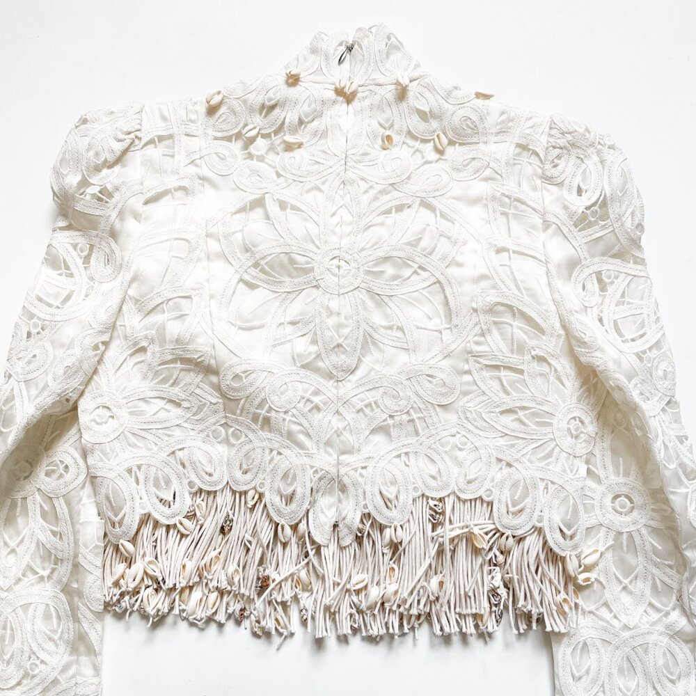 Zimmermann Wavelength Fringed Bodice Top Ivory Size AU 0 US 4 NEW NWT - Picture 4 of 16